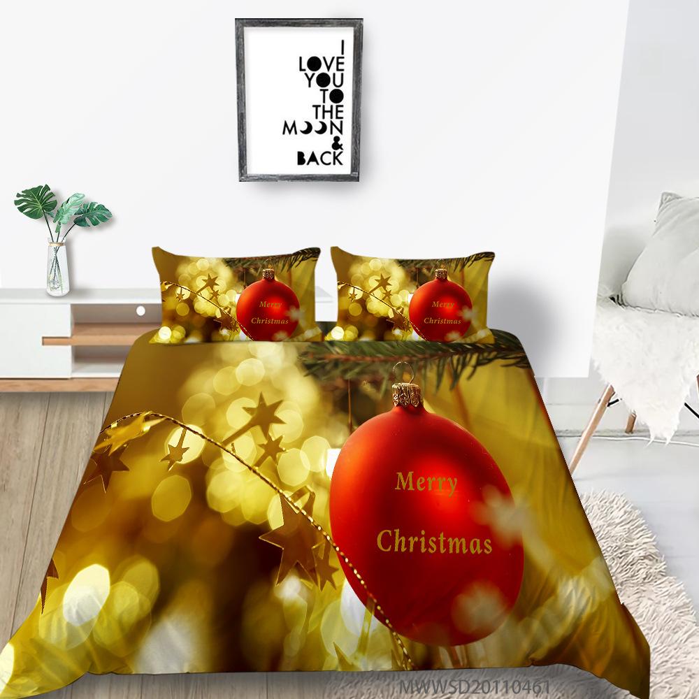 3D Digital Printing Quilt Cover Pillowcase Two Or Three Piece Set Christmas Gift Polyester