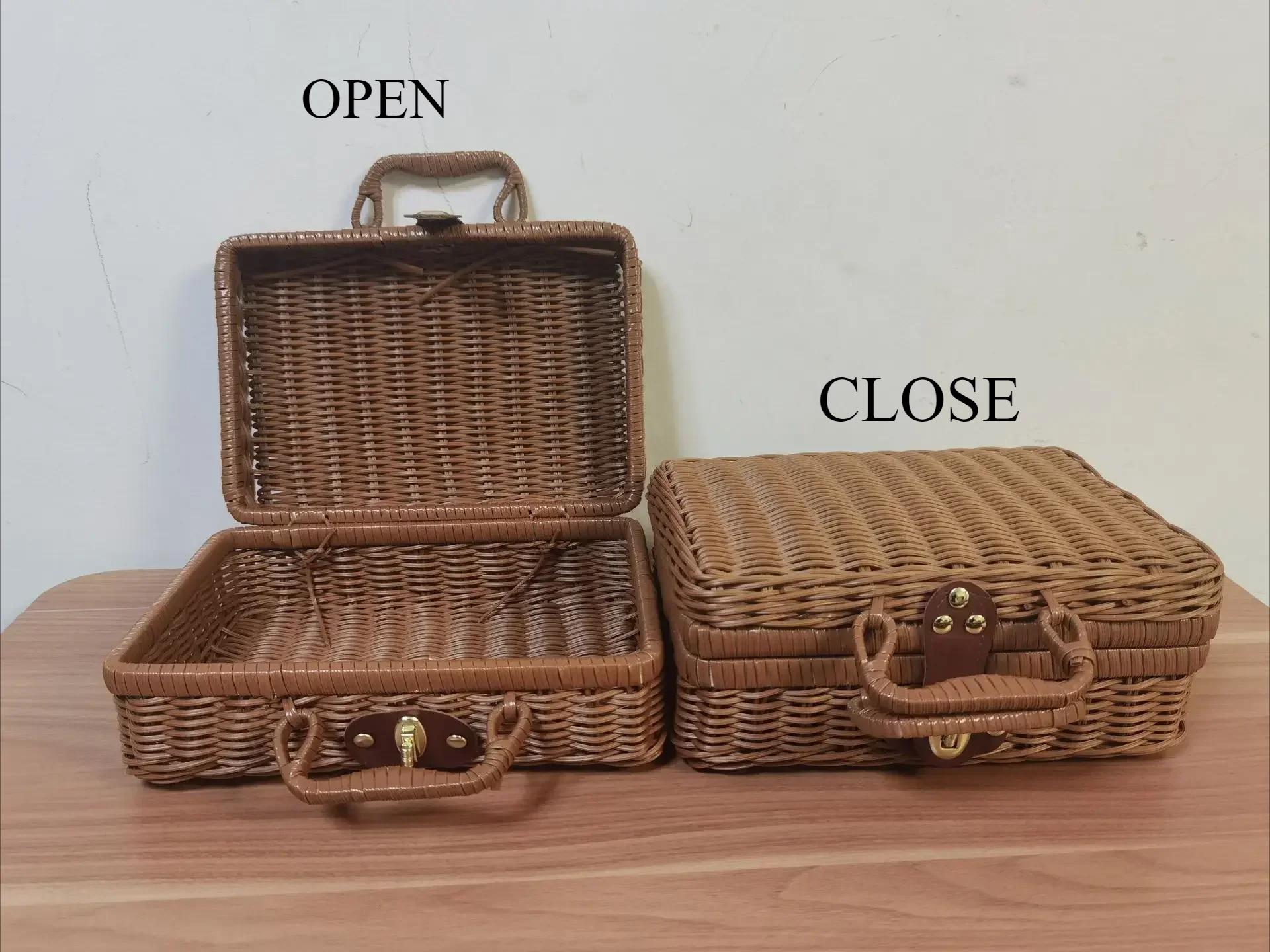 Retro Wicker Suitcase Vintage PP Rattan