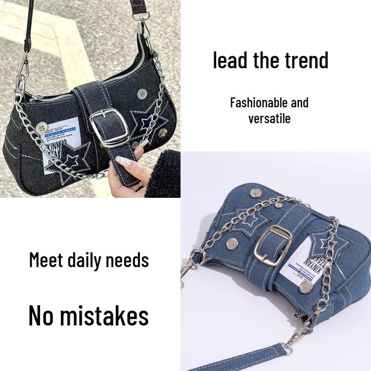 Y2K Spicy Girl Crescent Chain Denim Bag