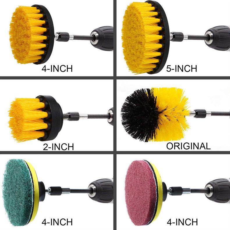 12-Piece Electric Cleaning Brush Set - Yellow Drill Attachments for Floor & Wall Descaling and Polishing