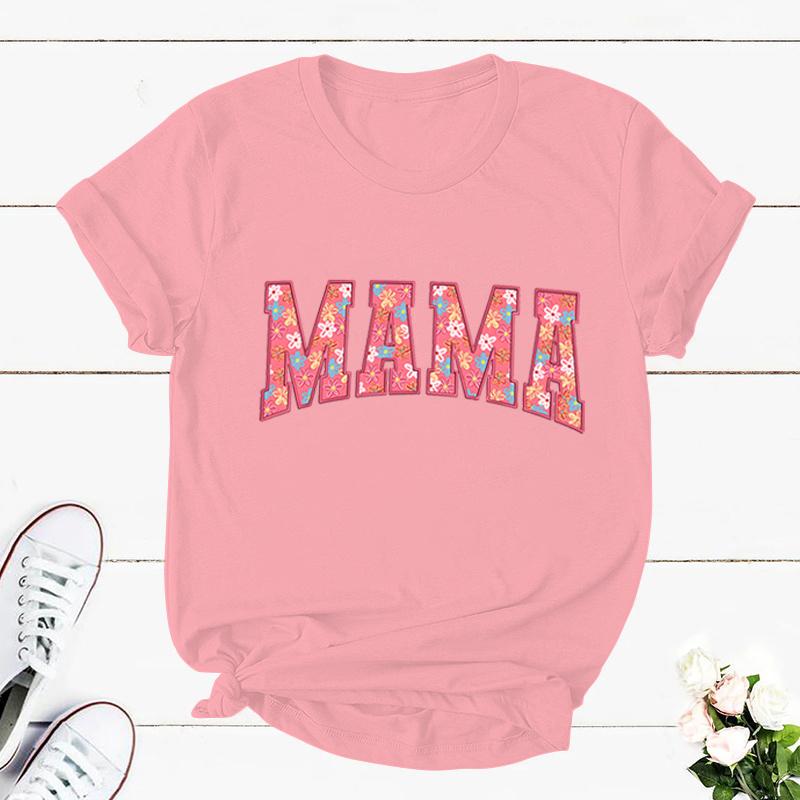 Cute Leopard Mama Crewneck Short Sleeve Tshirt Motherhood Classic Top Mom Life Shirt Pregnancy Gift Flowers Retro Mama Tshirts