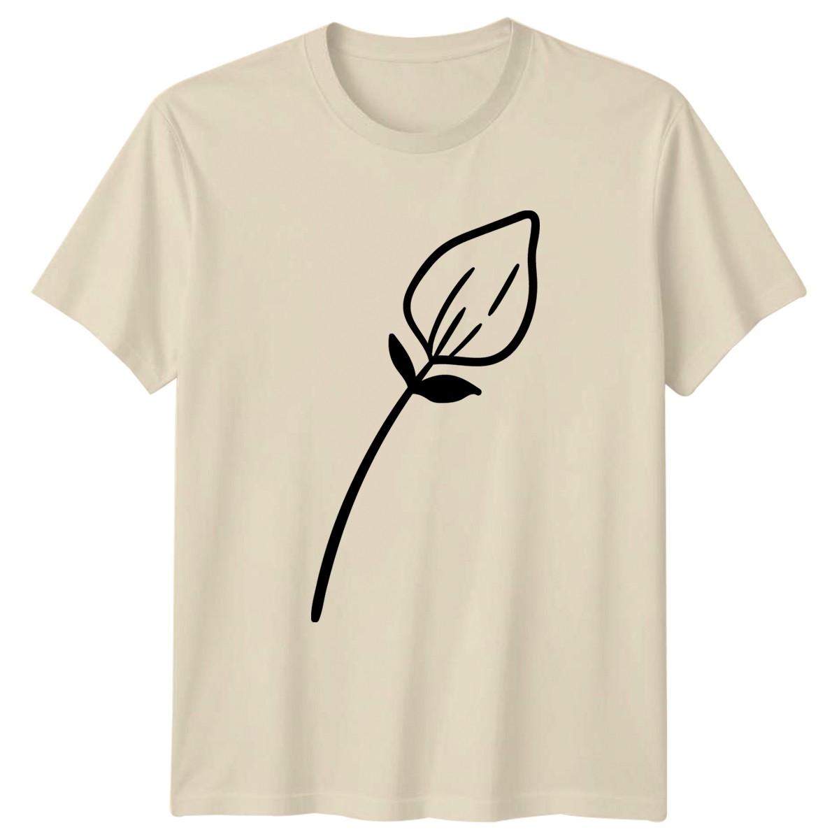 Simple Botanical Line Art T-Shirt Minimalist Floral Plant Nature Birthday Gift S