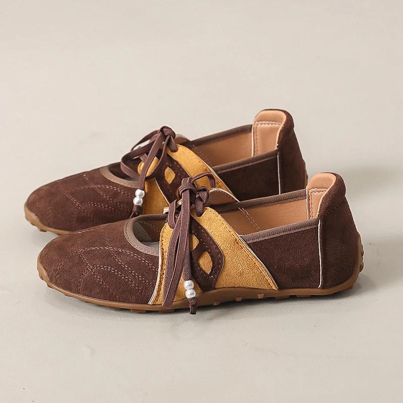 Fall 2025 New Women's Shoes French Thin Sole Color Block Mary Jane Shoes