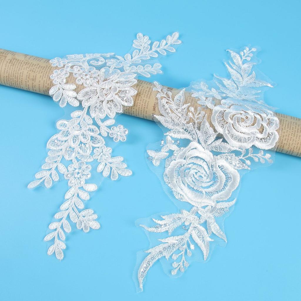 Car Bone Pair Flower Wedding Dress Evening Dress Children'S Princess Dress Patch Pair Flower Bridal Headdress Jewelry Lace Headband Material