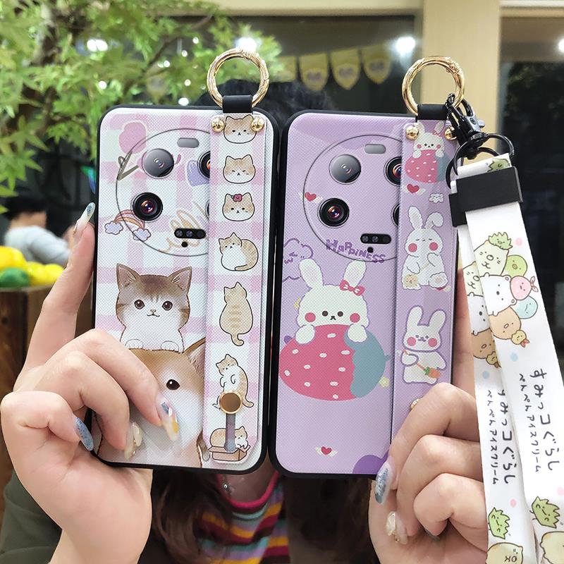 Cartoon Soft case Phone Case For Xiaomi 13 Ultra Lanyard Anti-knock Protective Ring Silicone Wristband Durable Cute