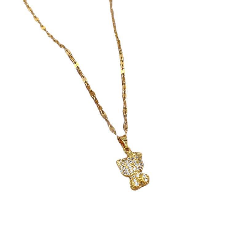 Luxury Kitten Cute Same Exquisite Micro-Inlaid Necklace Women'S Fashion Trend Collarbone Chain