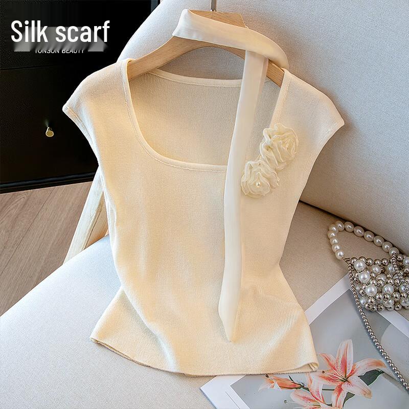 Women s Square Neck Knit Pullover Top One Size