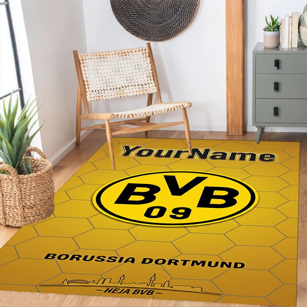 Borussia Dortmund Customize Your Name Carpet Design for Outdoor Study Room Living Rooms Kitchen Anti-slip Rug Decorate Offices Gift for Festivals