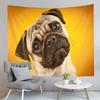 Pug Dog Tapestry Cute Black Animals Tapestry Autumn Fallen Leaves Tapestry Home Living Room Bedroom Wall Modern Art Tapestries