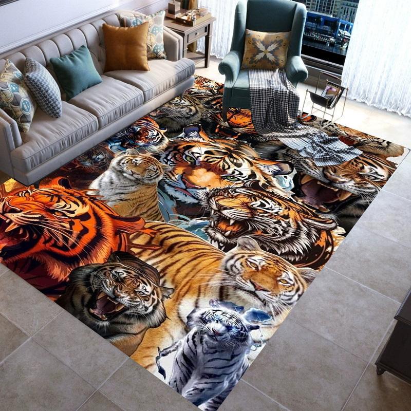 Large Area Rugs Non Slip Animal Tiger Pattern Carpet Living Room Sofa Kitchen Entrance Doormat Hallway Balcony Floor Mat