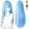 CaseEden Cosplay Wig, Premium, Smooth, Long, 70cm, Heat-Resistant, Light Blue, WIG5461