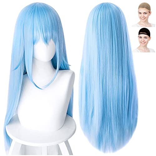 

CaseEden Cosplay Wig, Premium, Smooth, Long, 70cm, Heat-Resistant, Light Blue, WIG5461