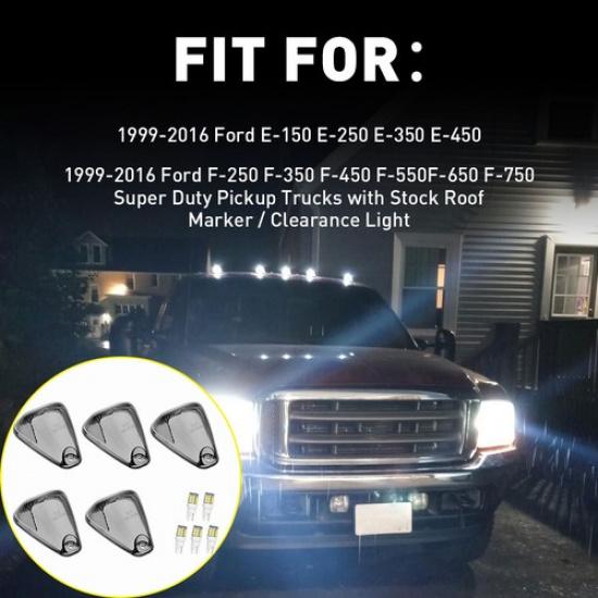 

5 Roof Light Cab Covers Smoked Marker for F-250 Ford 1999-2016 F-350 F-450 F-550