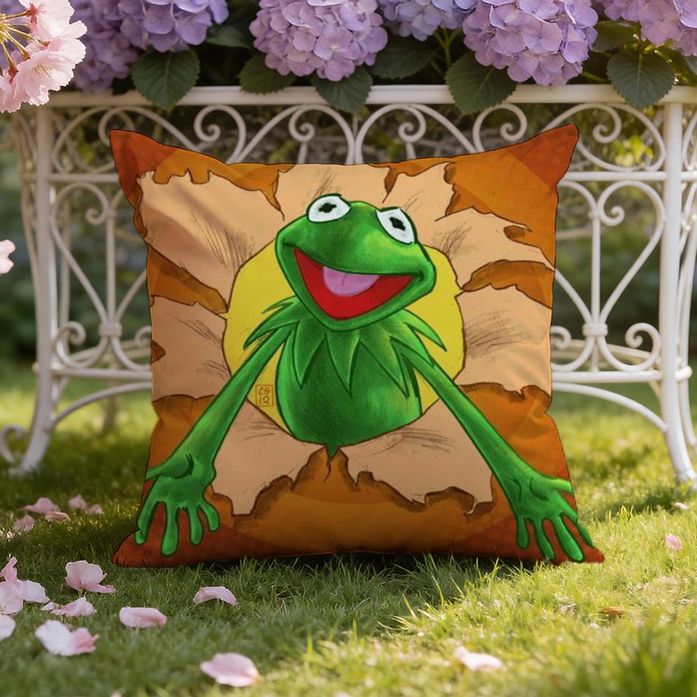 Funny K-Kermit the Frog Cushion Cover Home & Car Dual-Scene Pillow Cover: Reversible for Premium Comfort