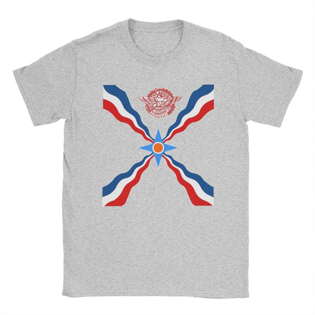 Assyrian Flag Assyria T-Shirts Men Fashion Pure Cotton Tees Round Neck Short Sleeve T Shirt Gift Idea Clothes
