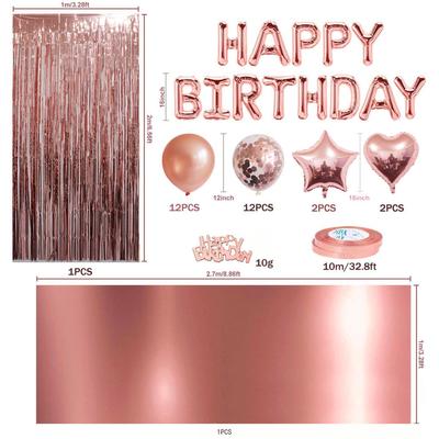 Rose Gold Birthday Party Decorations Set Girls Women Baby Birthday Party Supplies Happy Birthday
