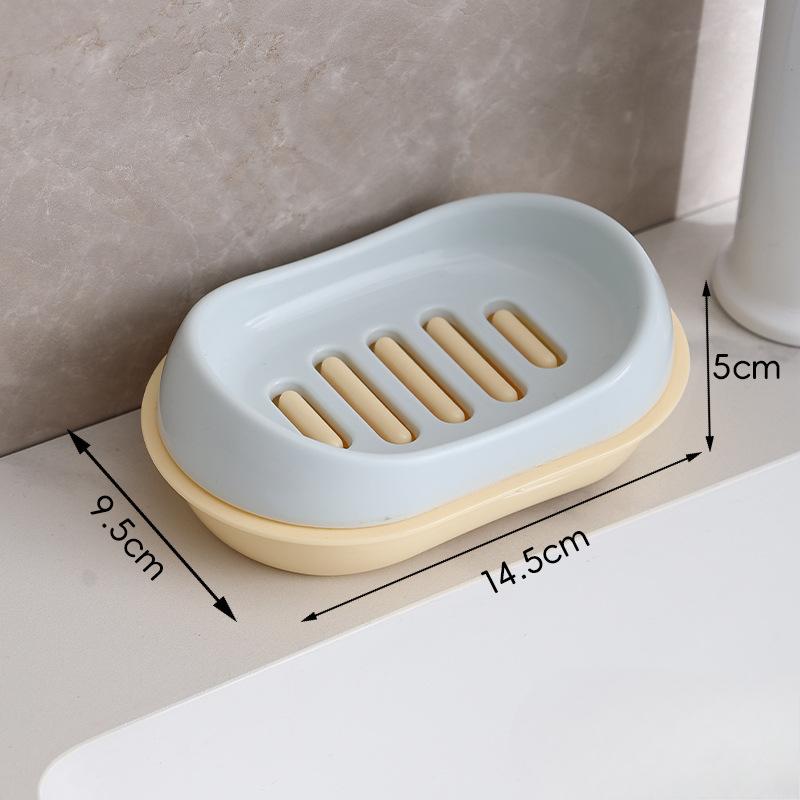 

Cute Round Soap Box Bathroom Plastic Simple Double-layer Draining Soap Box Bathroom Face Soap Box 14.5*9.5*5 синій