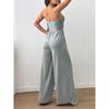 Women's Halterneck Suspender Pleated Waist Backless Jumpsuit