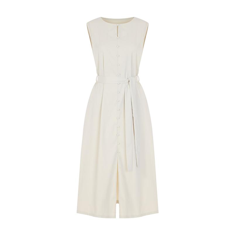 T View Button Belted Sleeveless Dress_V6B-Cop020