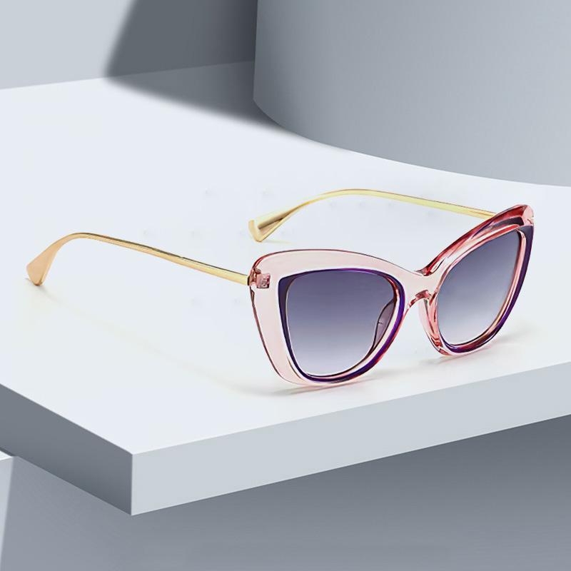 Sunglasses For Women Fashionable Cat Eye Shaped Golden Framed Glasses With High-End Design Showcasing Modern Style Sun Glasses