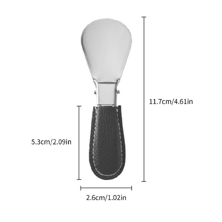 Portable Foldable Stainless Steel Shoehorn Compact Design with Faux Leather Handle For Seniors Travel And Home Use