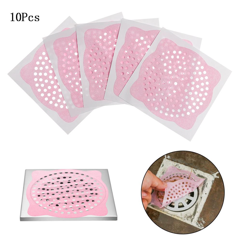 10 pcs Bathtub Disposable Sink Shower Bath Hair Catcher Mesh Stickers Filter Floor Drain Cover