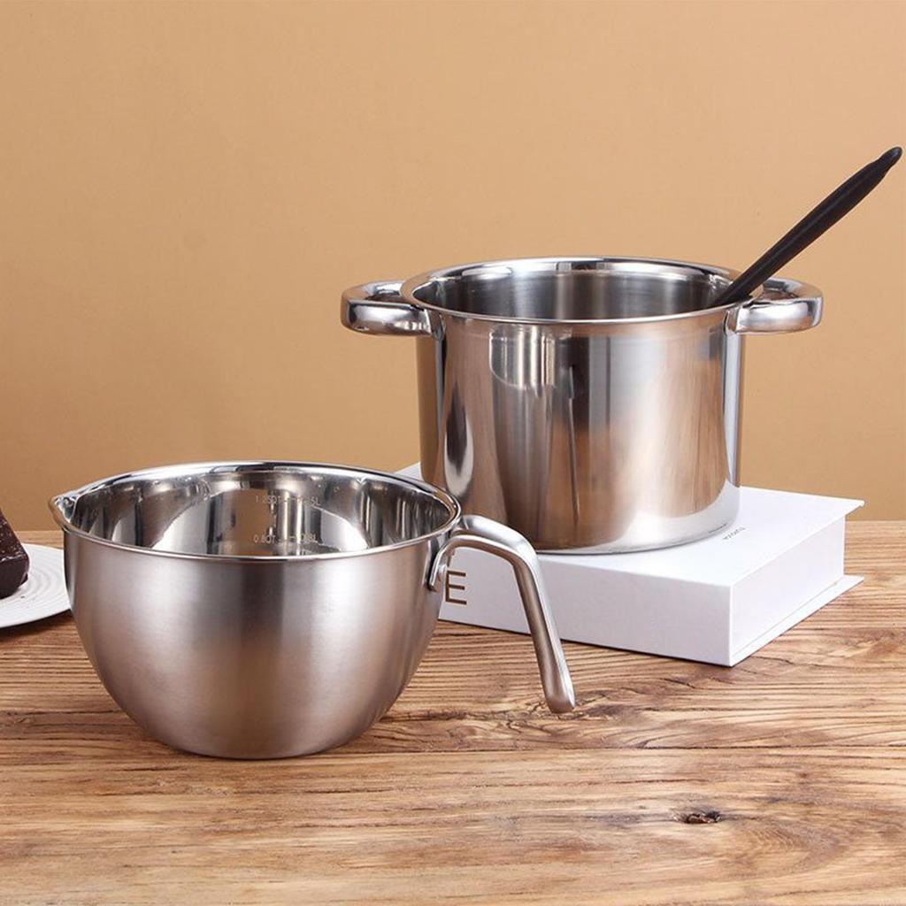 Water Bath Melting Pot Stainless Steel Chocolate Melting Pot Set Baking/melting Pot 2.6L Water Bath Bowl and 2L Melting Pot Set