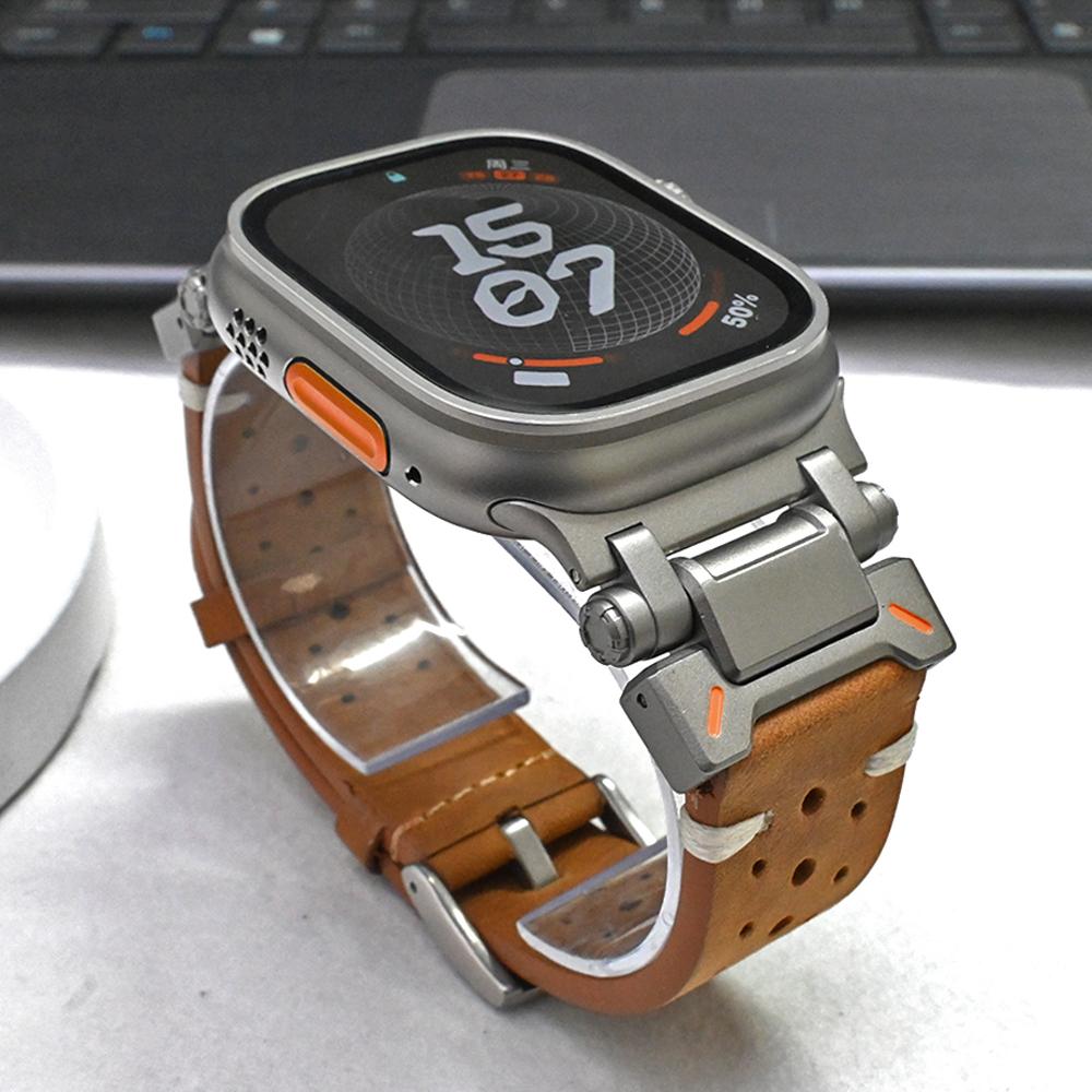 Luxury Leather Band for Apple Watch Ultra 3 49mm 11 46mm Bracelet for iWatch ultra 2 49MM Series 9 8 7 se 6 45mm 44mm Watchband