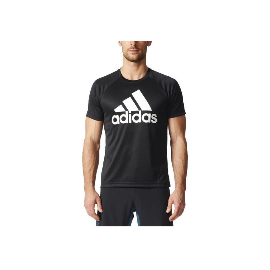 Adidas D2M Tee Logo Casual Sport T-Shirt Men Tops Black BK0937