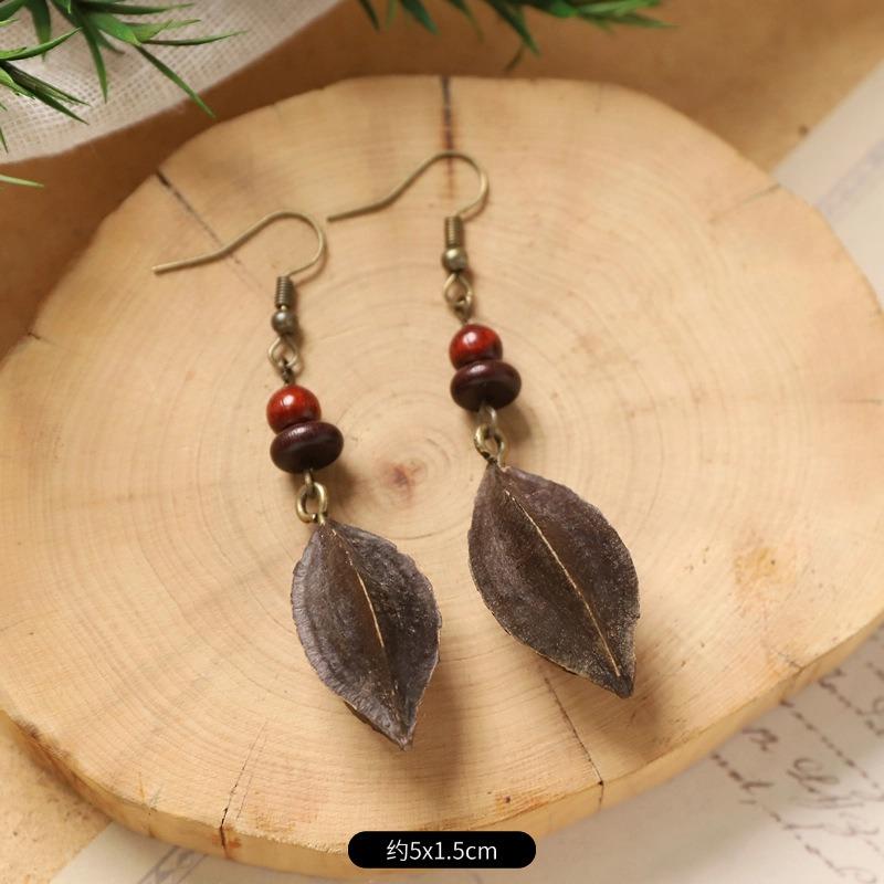 Retro Handmade Plant Fruit Earrings Pine Cone Literature and Art Chinese Medicine Dried Fruit Niche Creative Earrings Women