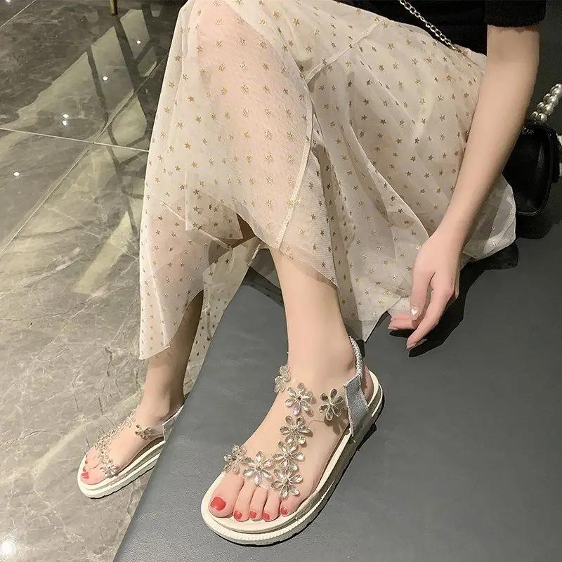 Fashion Outdoor Open Toe Ladies Shoes Wholesale Summer 2025 Comfortable Cheap Liquidation Korea Daily Chic and Elegant Women's Sandals