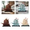 Chinese Sailboat Statue Fine Craftsmanship Decorative Artwork Feng Shui Ornament for Bedroom Table Living Room Study Office