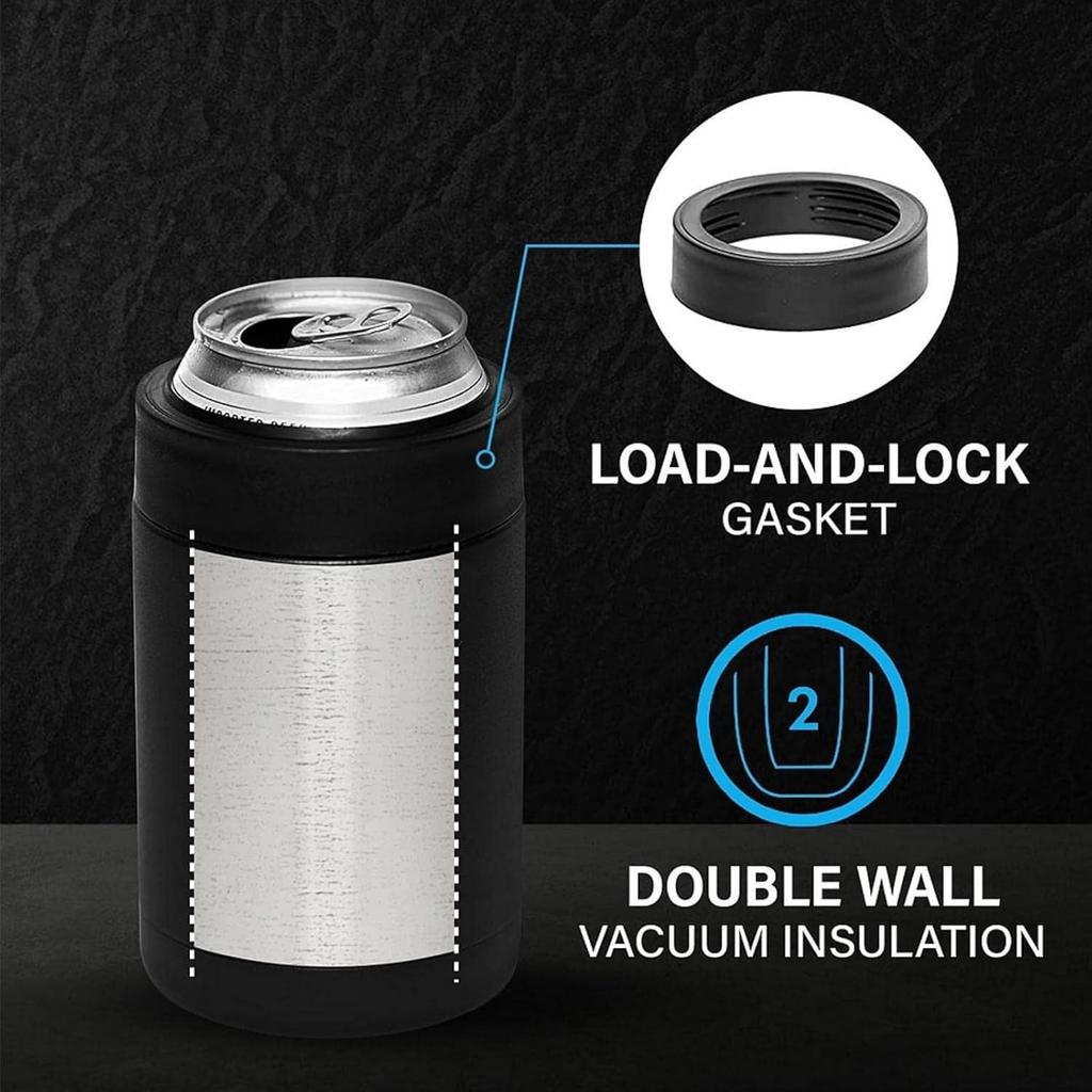 HEEPDD 3-in-1 Stainless Steel Insulated Can Cooler & Bottle Holder with Bottle Opener, Black, 12 Oz