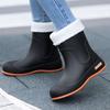 Women's Mid-Calf Waterproof Rain Boots with Fleece Lining - Fashionable, Non-Slip Outdoor Wear for Autumn and Winter