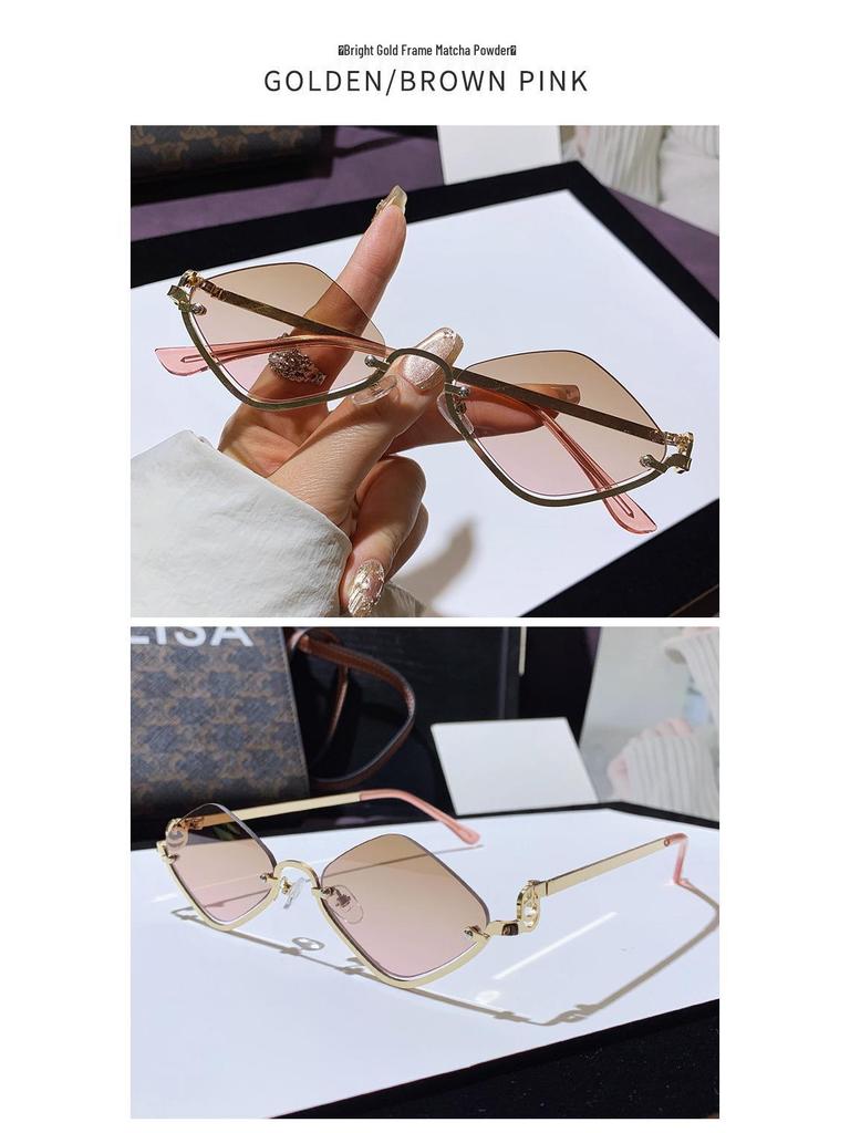 High-End 2025 Semi-Rimless Diamond Sunglasses - Modern, Trendy European & American Style