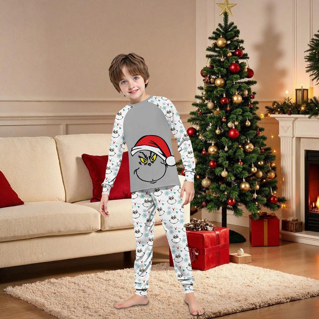 Family Matching Print Sets Pajamas Loungewear Outfits Family Matching Long Sleeve Tops+Pants Set