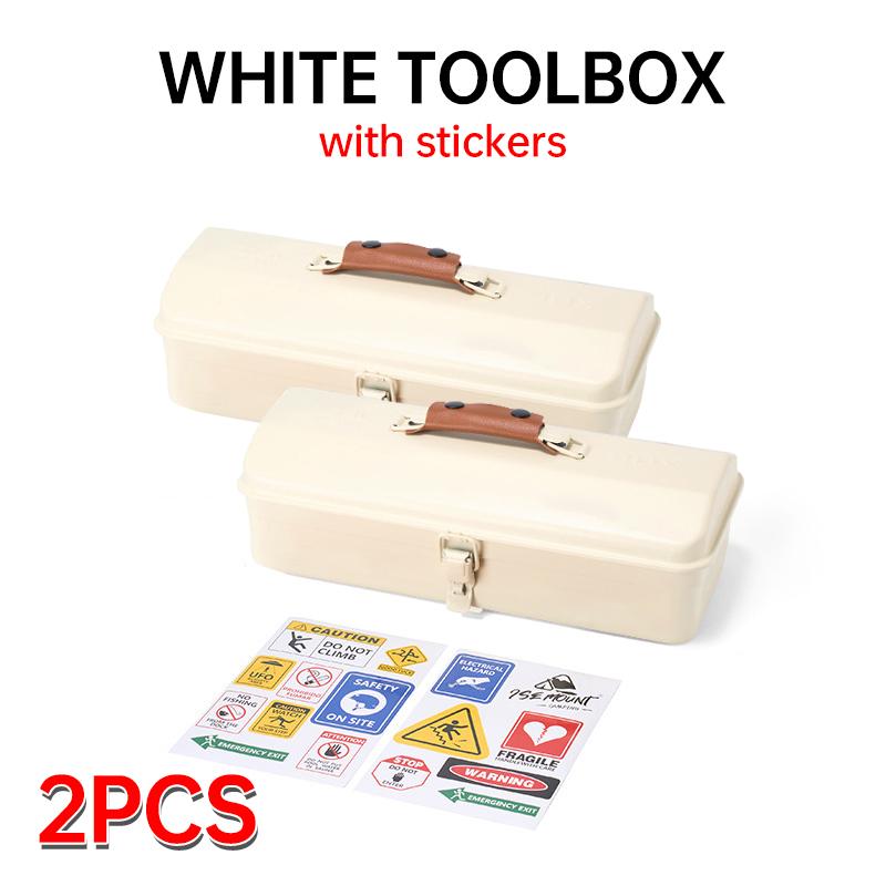 Outdoor Toolbox Portable Small Steel Toolbox Roof Style Double Lock Protection Iron Box Multi-functional Heavy Duty Toolbox