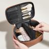 Rownyeon Makeup Large Cosmetic Pouch with Brush Vanity Cushion Travel Brown Pouch, Capacity, Pocket, Pouch, Pouch, Pouch, Waterproof, Lightweight,