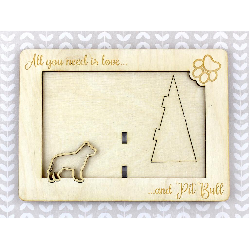 Pit Bull, American Pit Bull Terrier, Pitbull Terrier, APBT – Photo frame, engraved wooden frame | Art-Dog