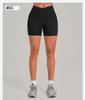 High-Waisted Transparent Nude Yoga Shorts with Cross Waistband for Running and Cycling