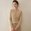 Leka Sha 100% Cashmere Women's Round Neck Single-Breasted Cardigan Jacket