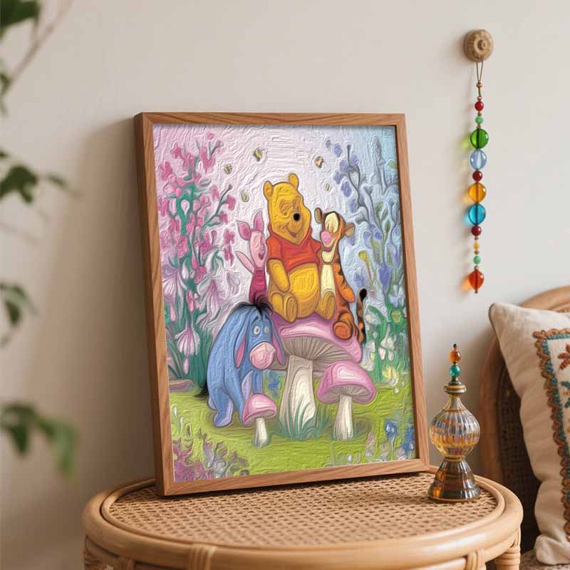 Disney Winnie The Pooh Oil Painting Kit Home Bedroom Wall Decor Handmade Gift Art Crafts Paint By Numbers Canvas Wall Hanging Decor Set