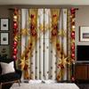 Set Of 2 Jit Golden Red Christmas Festive Curtain Decorative Privacy Polyester Holiday Home Decor Curtains Made