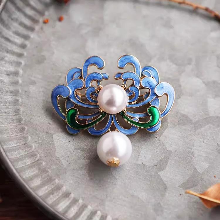

Брошь в виде василька в китайском стиле, женственная, эмалевая, брошь Zouju в виде василька, ретро-платье-ципао Hanfu с аксессуарами