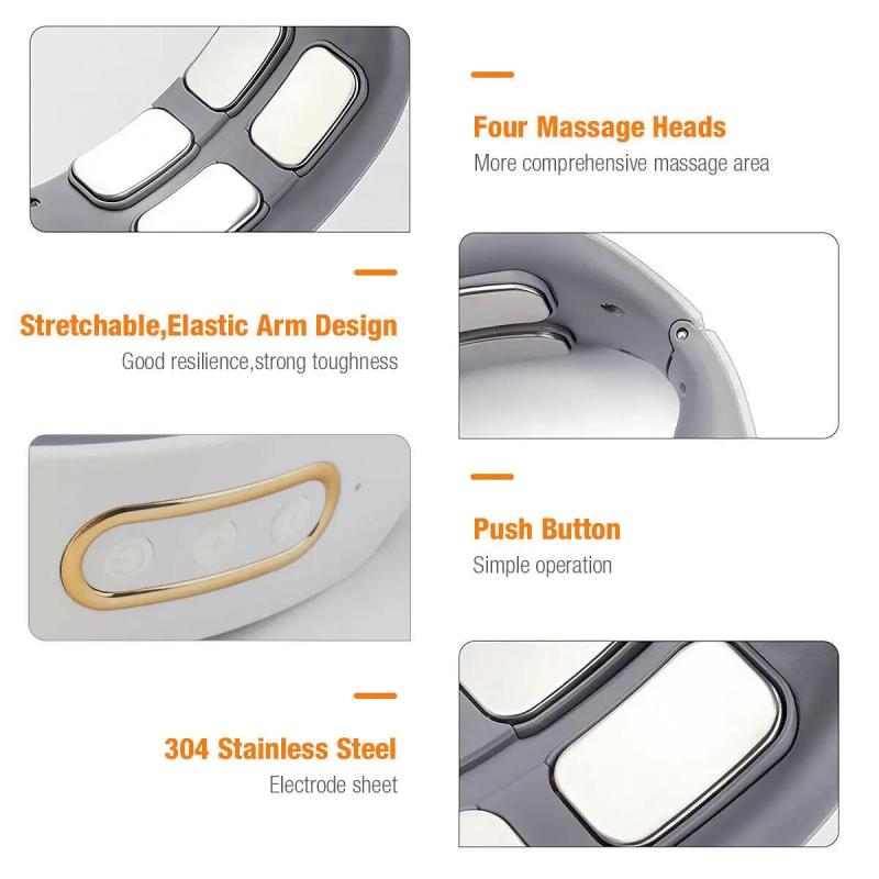 EMS Electric Neck Massager 6 Modes 9 Gears Neck Shoulder Massage Wireless Cervical Spine Massager Heating Physiotherapy