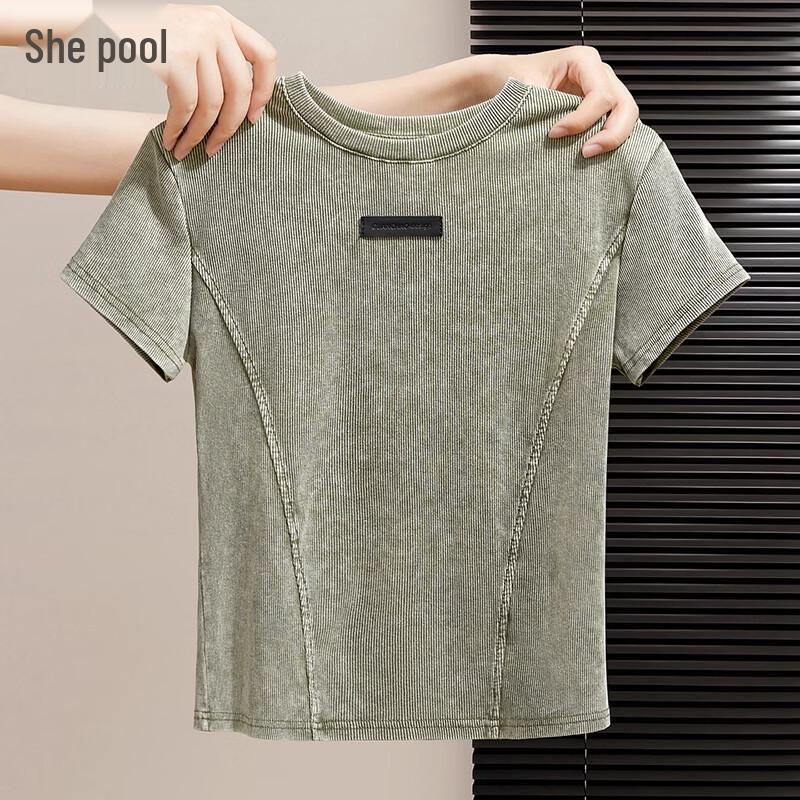 Women s American Retro Patchwork Short Sleeve T-Shirt S