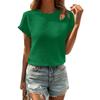Elegant Solid Color Striped Casual Round Neck Short-sleeved T-shirt Top