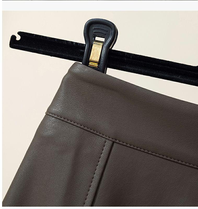 Szykowna spódnica midi A-line ze skóry PU dla kobiet - Kolekcja wiosenno-jesienna 2023 w stylu koreańskim