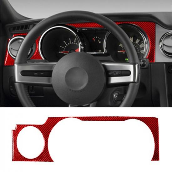 Red Carbon Fiber Interior Speedometer Surround Cover Trim For Ford Mustang 05-09