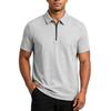 Men's Short Sleeve Polo Shirt with Zipper High Elasticity Ice Silk Knit Fabric Comfortable Stretch Waffle Texture Casual T-Shirt